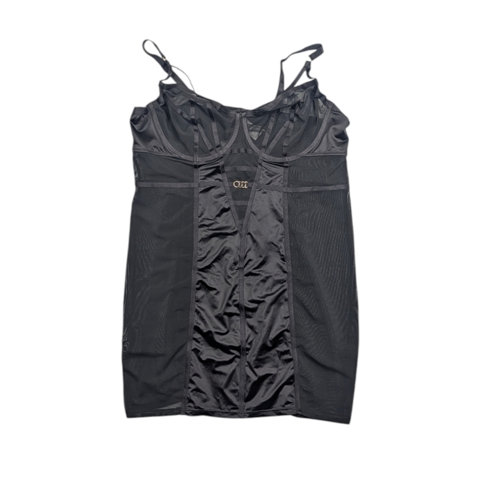 Elegant Black Satin Chemise